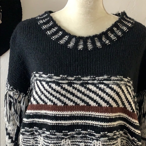 nwt // cliché fringe textured cotton blend sweater - Picture 5 of 12